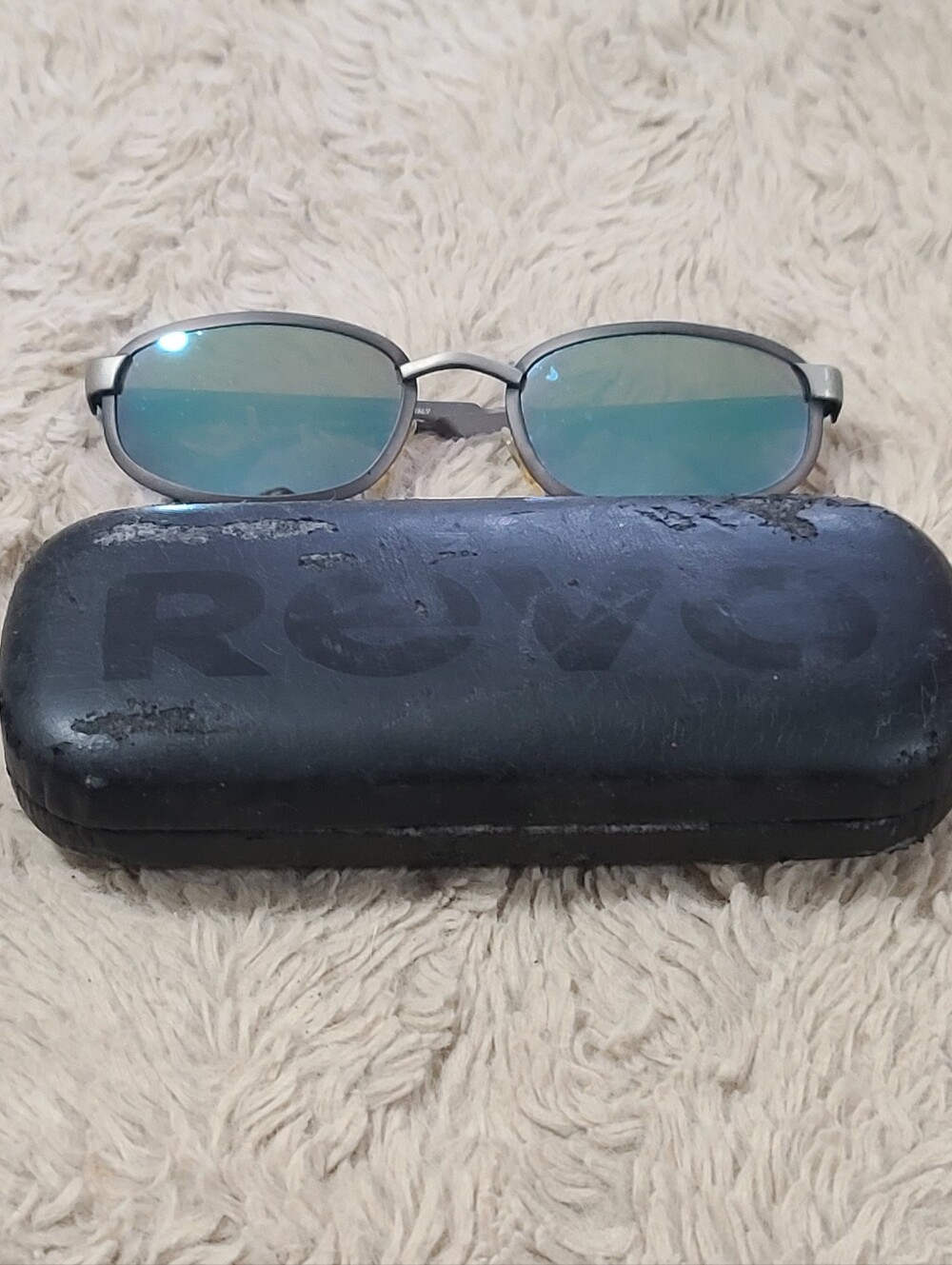 Revo Vintage Sunglasses with Mirrored Blue-Green Lenses, Made In Italy 1416/044